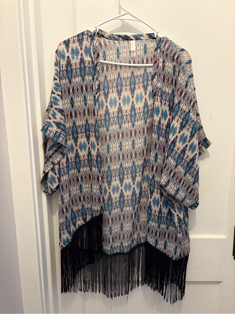 Xhilaration Blue Multi Fringe Kimono